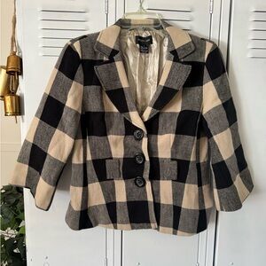 Focus 2000 Black and Cream Plaid Blazer